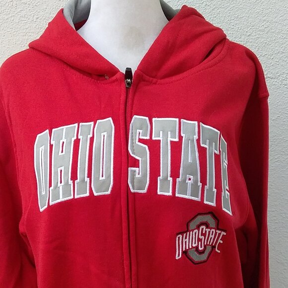 The Ohio State University Buckeyes Youth Size XL Red-Gray Zipper Fleece NEW - Picture 3 of 6
